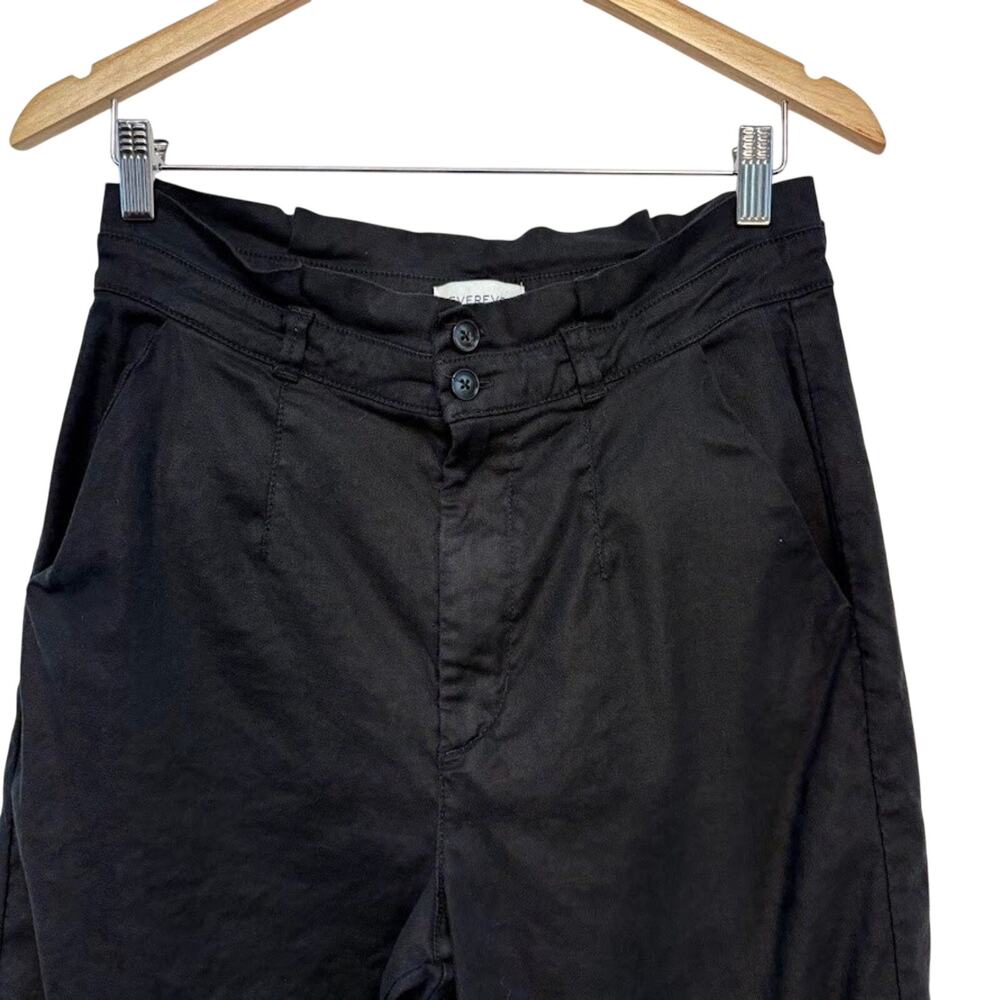 EVEREVE Pleated Black Linen Cropped Wide Leg Trouser Pants Size 30